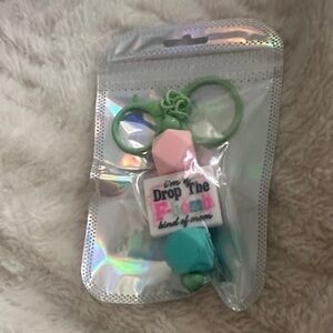 Kids Silicone Teething Keychain - Pink & Mint